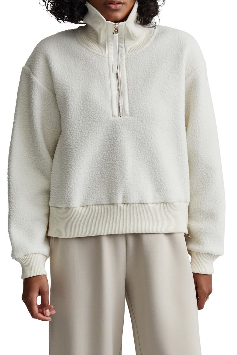 Roselle Recycled Polyester Fleece Half Zip Pullover, Main, color, EGRET
