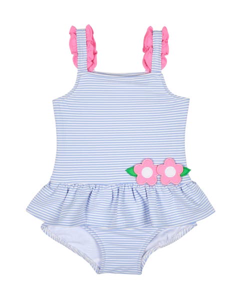 Seersucker Swimsuit With Flowers (Toddler, Little Kid)