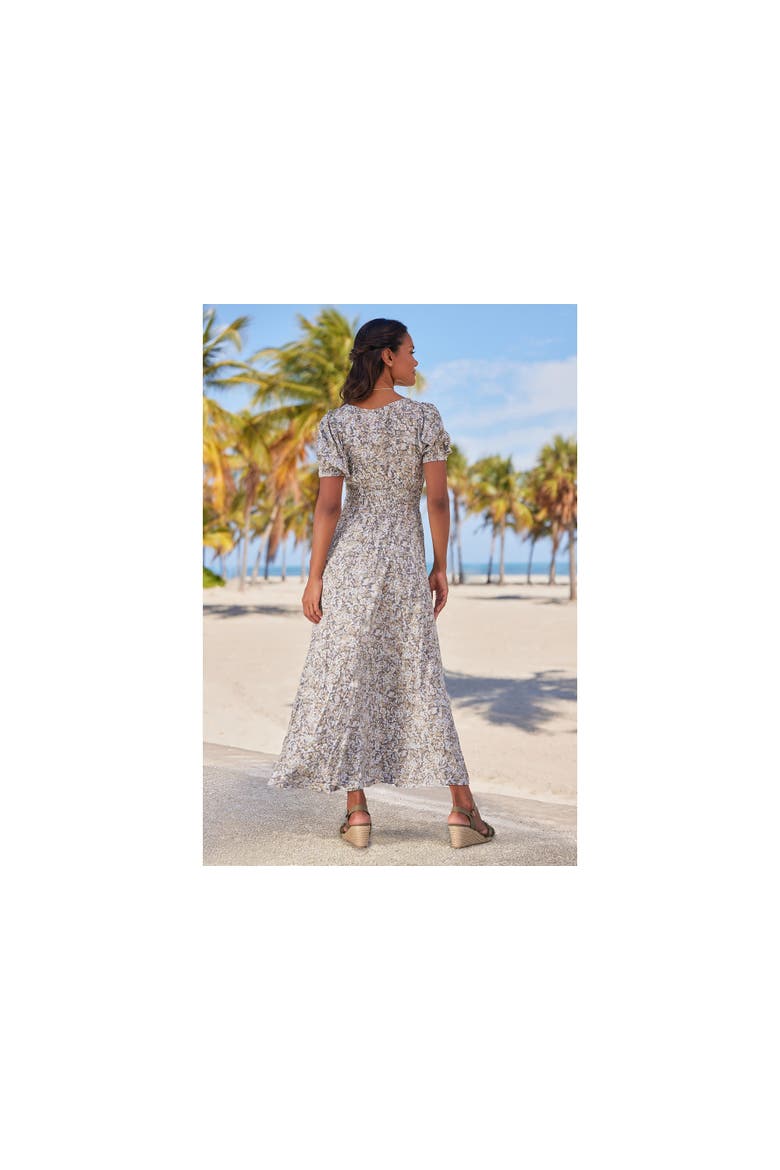 Floral Print Maxi Dress, Alternate, color, Grey Multi