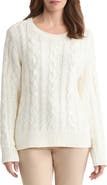 Jones New York Sequin Embellished Cable Crewneck Sweater