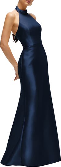 Halter Satin Trumpet Gown