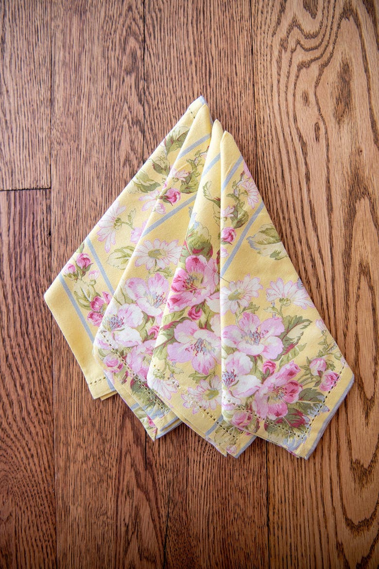 Apple Blossom Luncheon Napkins Yellow, Set of 4, Alternate, color, Yellow