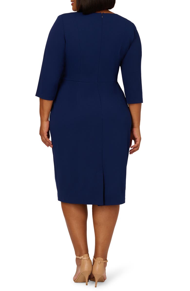 Adrianna Papell Tie Waist Crepe Dress, Alternate, color, Navy Sateen