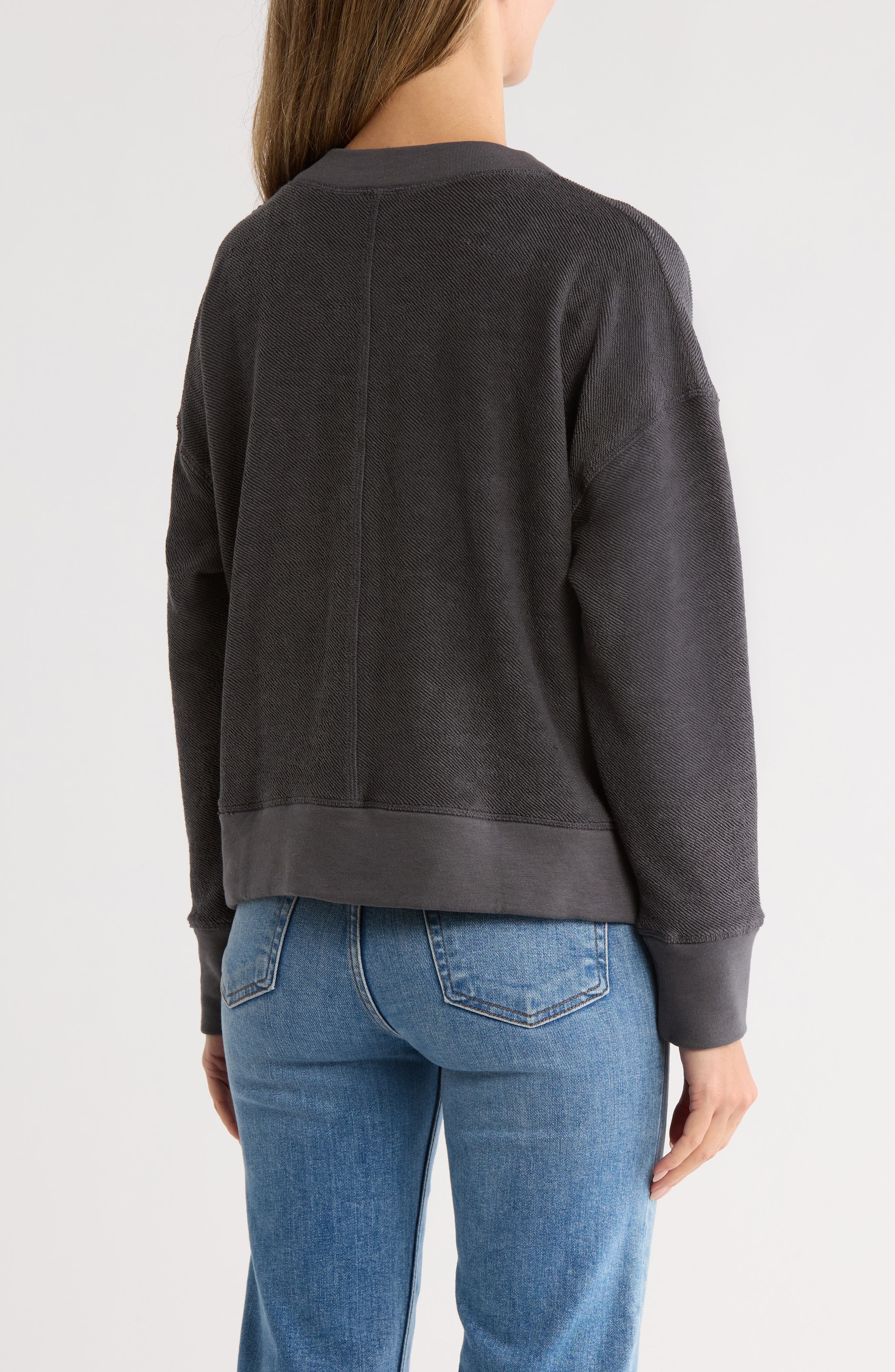 Reversed Terry V-Neck Cardigan - image 2
