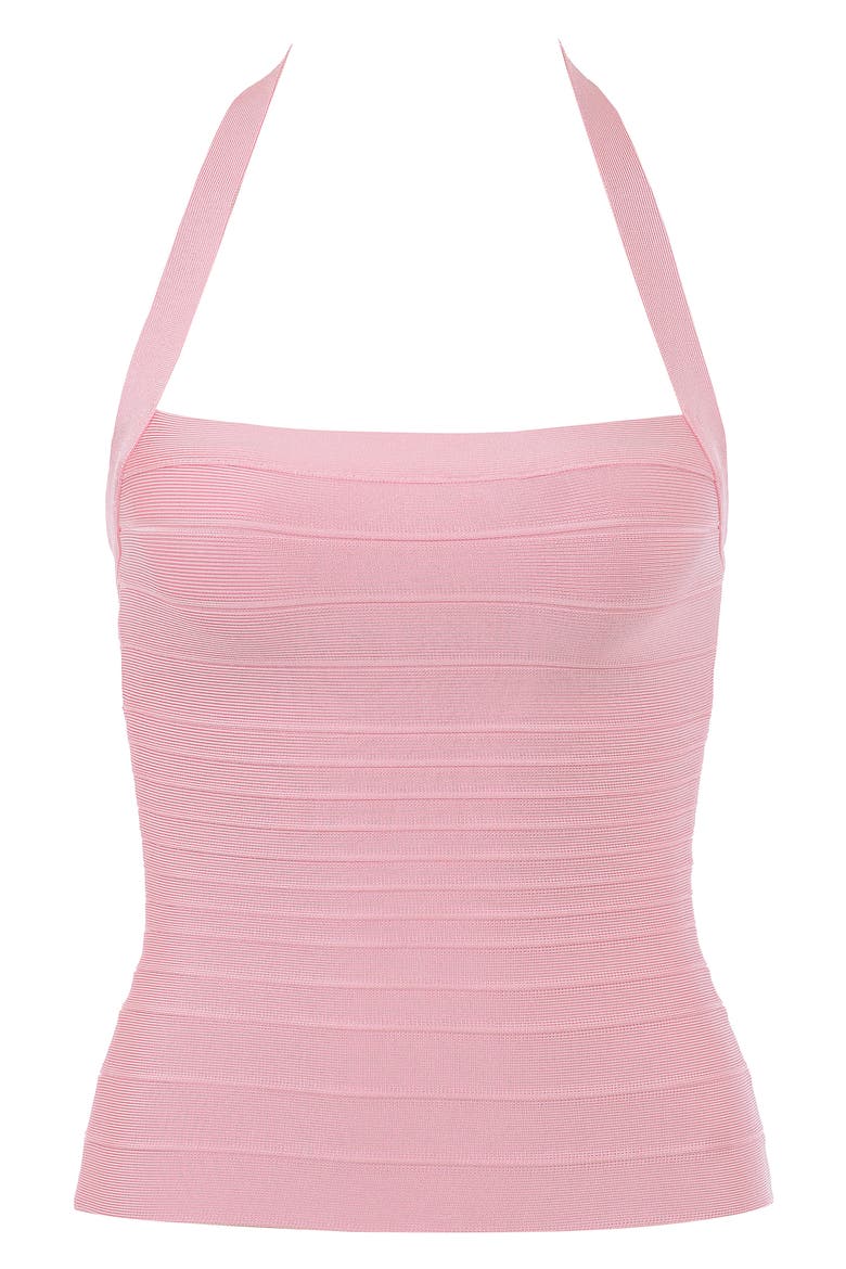 Silhouette Halter Neck Bandage Top, Alternate, color, PINK