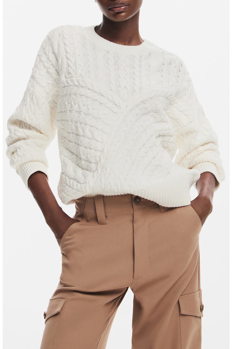 Exeter Cable Crewneck Sweater, Main, color, WHITE