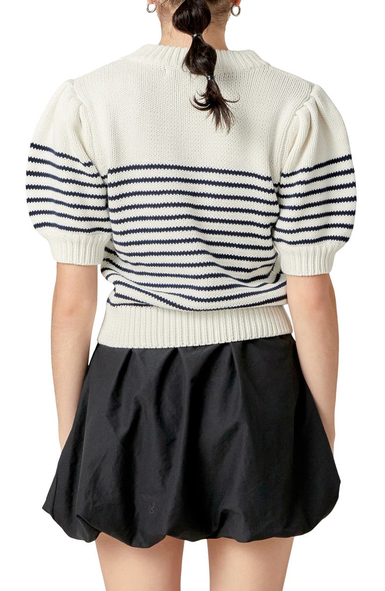 English Factory Bow Detail Short Sleeve Sweater, Alternate, color, 