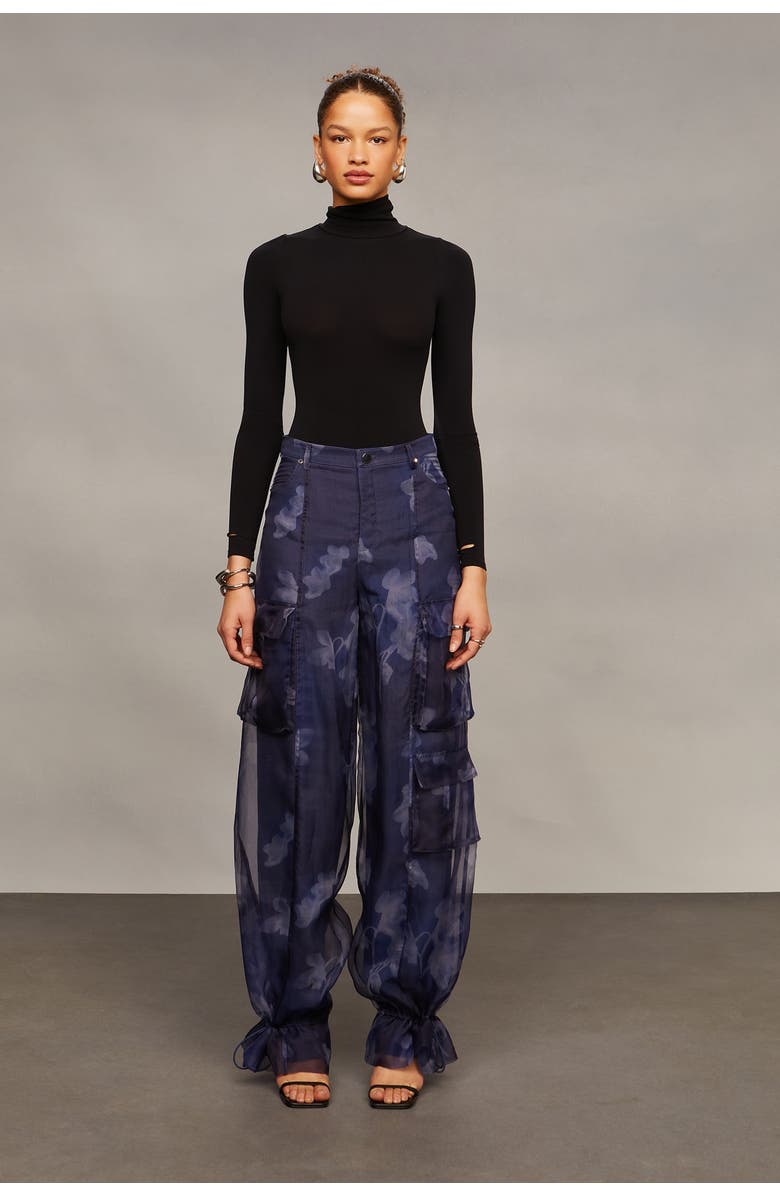 AMUR Bridgette Organza Cargo Pants, Main, color, Indigo Luminescent Lily