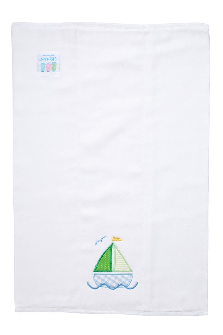 Classic Adventures Applique Burp Cloth, Alternate, color, Blue Sailboat