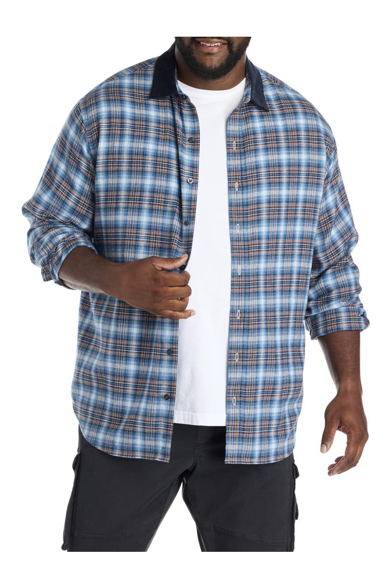 Big & Tall Corduroy Collar Flannel Shirt, Main, color, MULTI