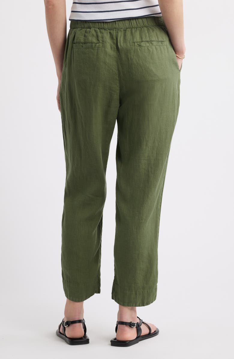 Caslon<sup>®</sup> Tie Waist Taper Linen Pants, Alternate, color, Green Bronze