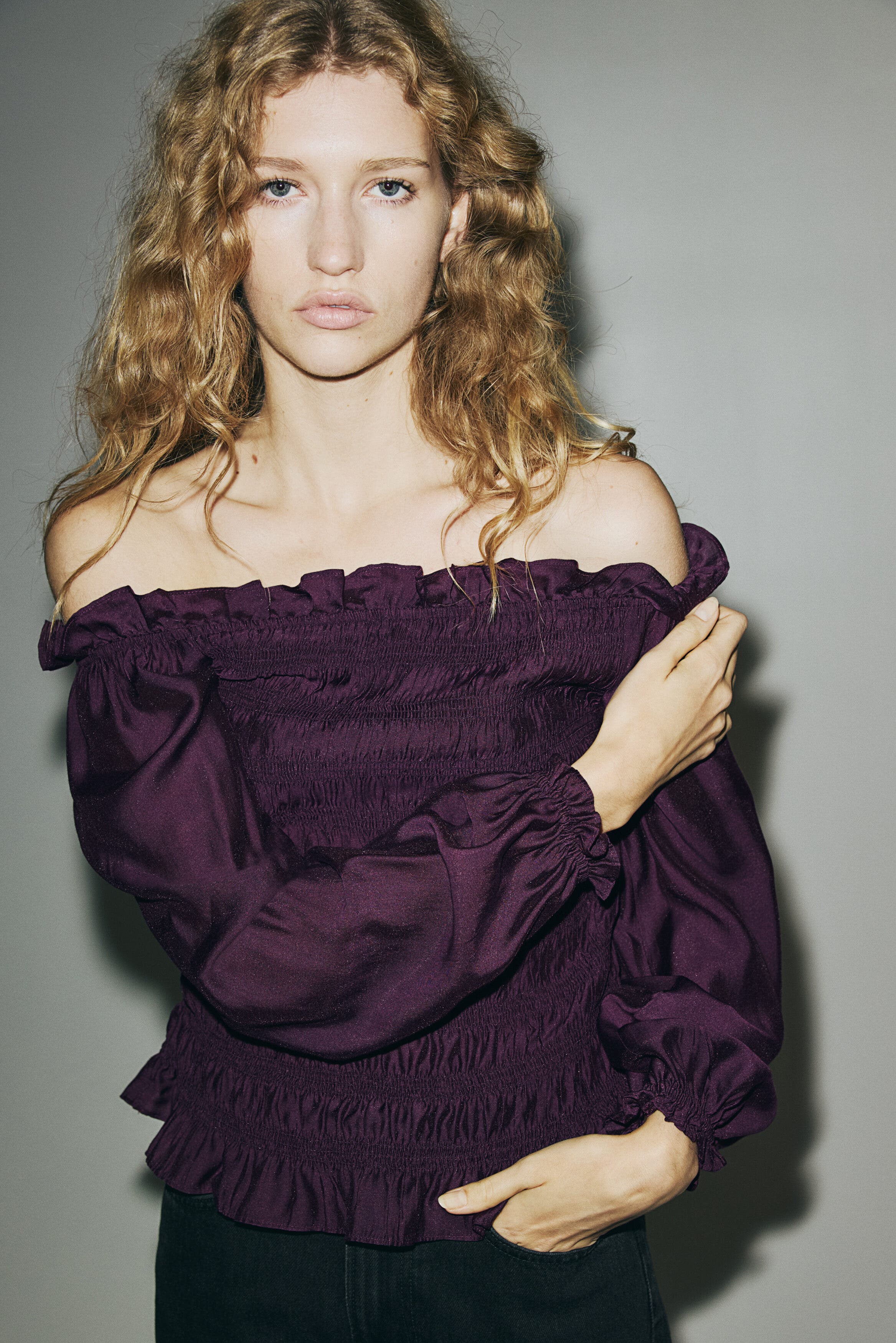 Smocked Off-the Shoulder Blouse - image 4