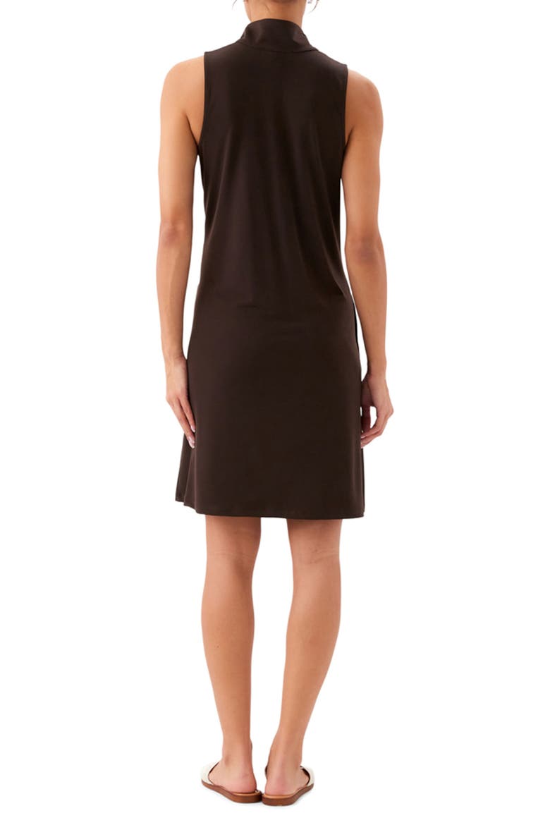 Travel Jersey Half Zip Shift Dress, Alternate, color, BROWN