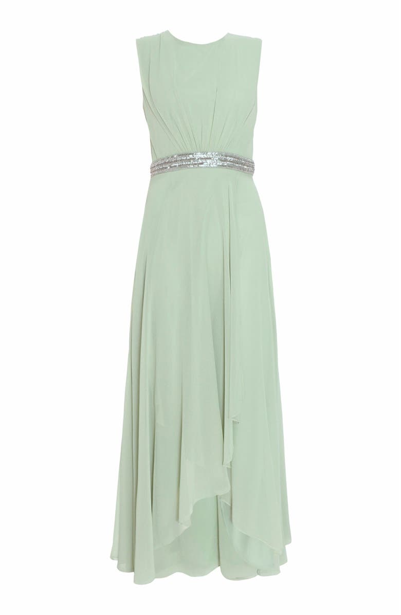 QUIZ Chiffon Embellished Round Neck Evening Dress, Alternate, color, 