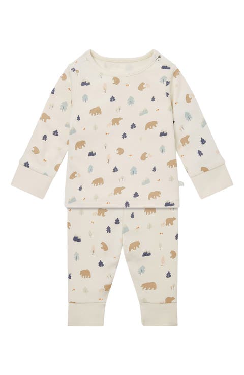 Bear Print Fitted Two-Piece Pajamas