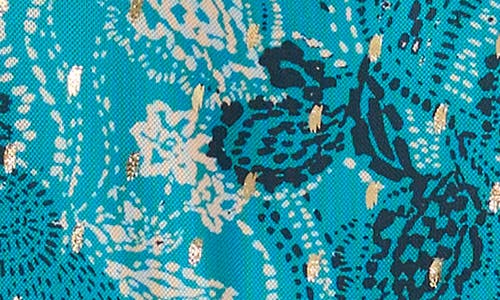 Vince Camuto Women's Metallic Paisley Flutter-sleeve Top In Cool Lapis