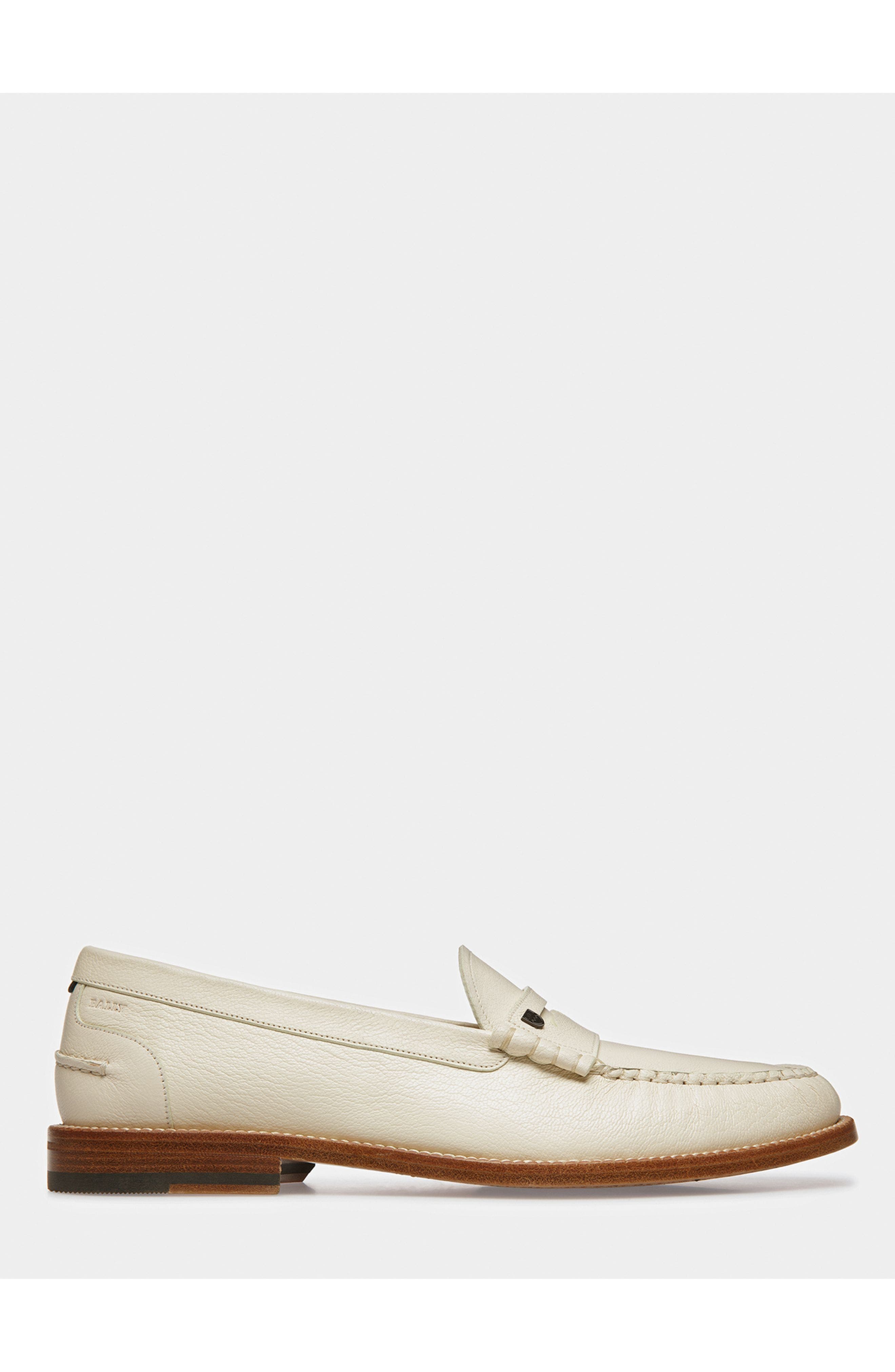 Bally Ron Leather Moccasins, Main, color, White