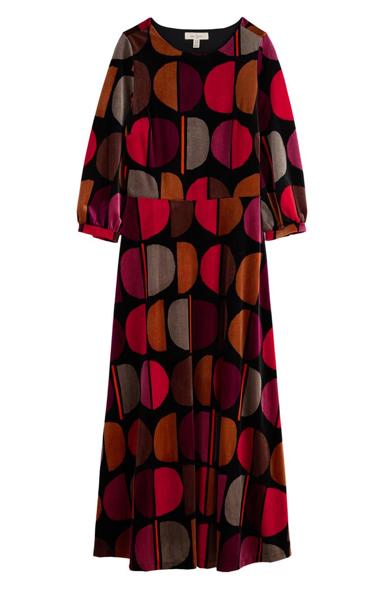 Seasalt Cornwall Oak Cottage Geo Print Velvet Midi Dress, Alternate, color, Half Moon Stamp Onyx