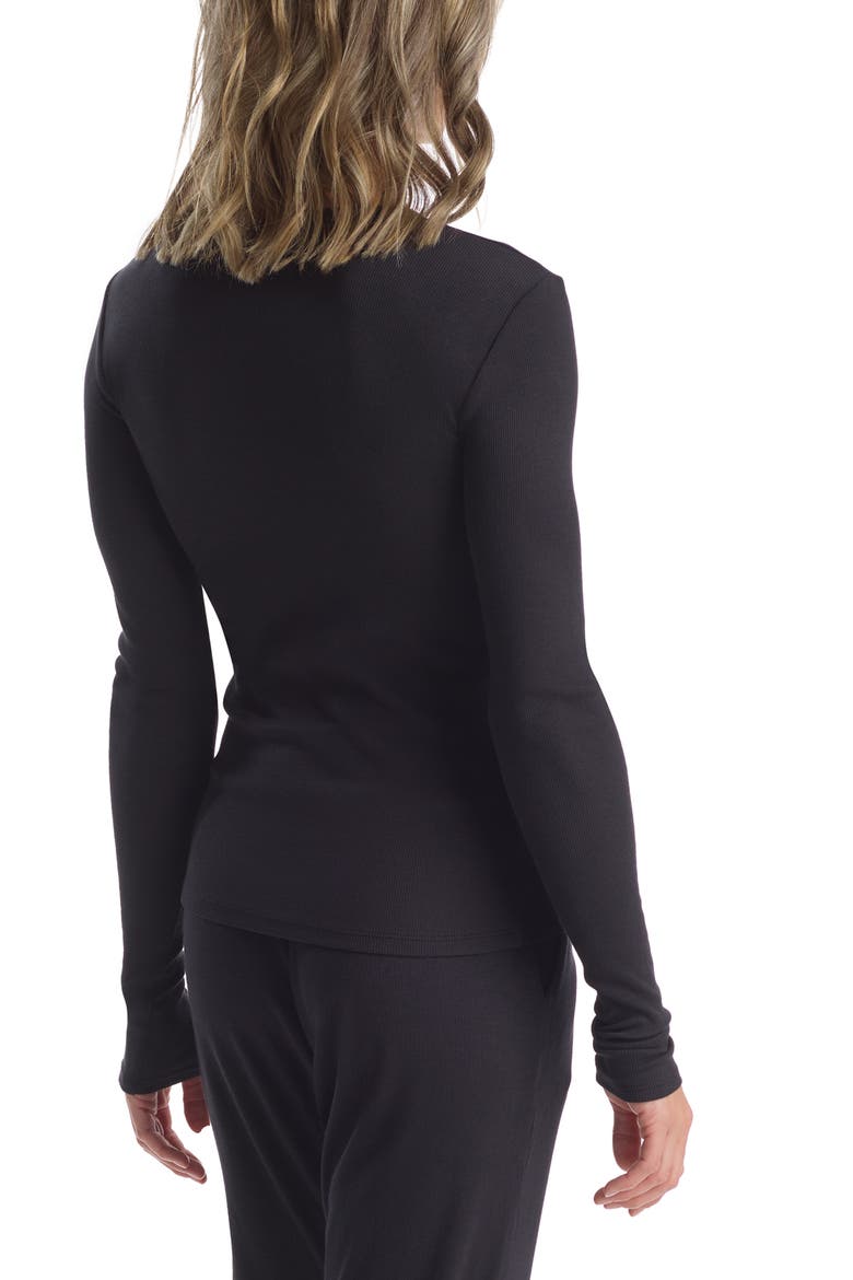 Luxury Ribbed Long Sleeve T-Shirt, Alternate, color, BLACK