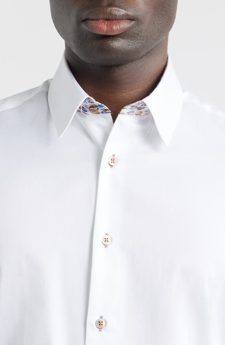 Siragusa White Cotton Dress Shirt, Alternate, color, White