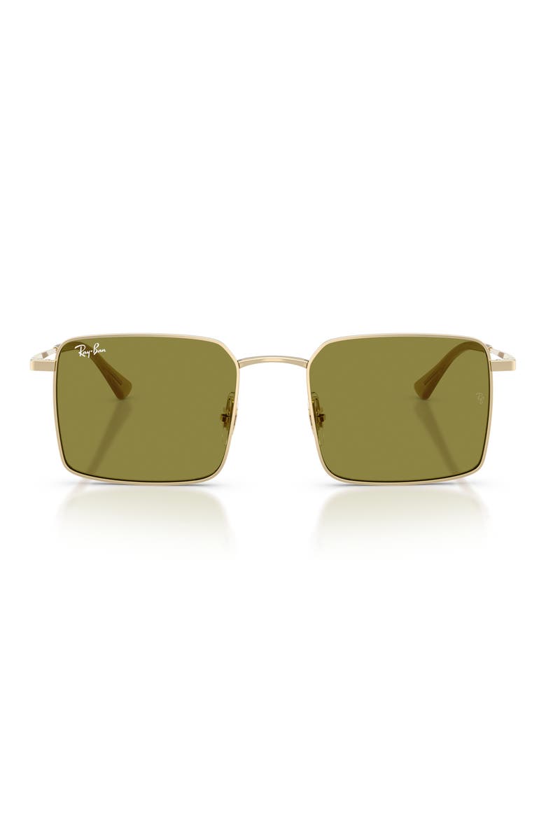 53mm Square Sunglasses, Main, color, PALE GOLD / GREEN