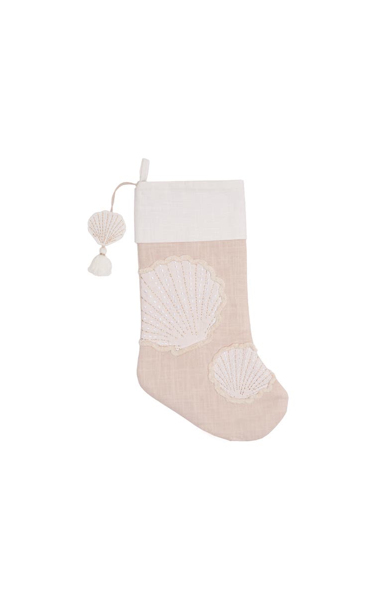 C&F Home Gold Coast Seashell Hanging Christmas Stocking 20", Main, color, 