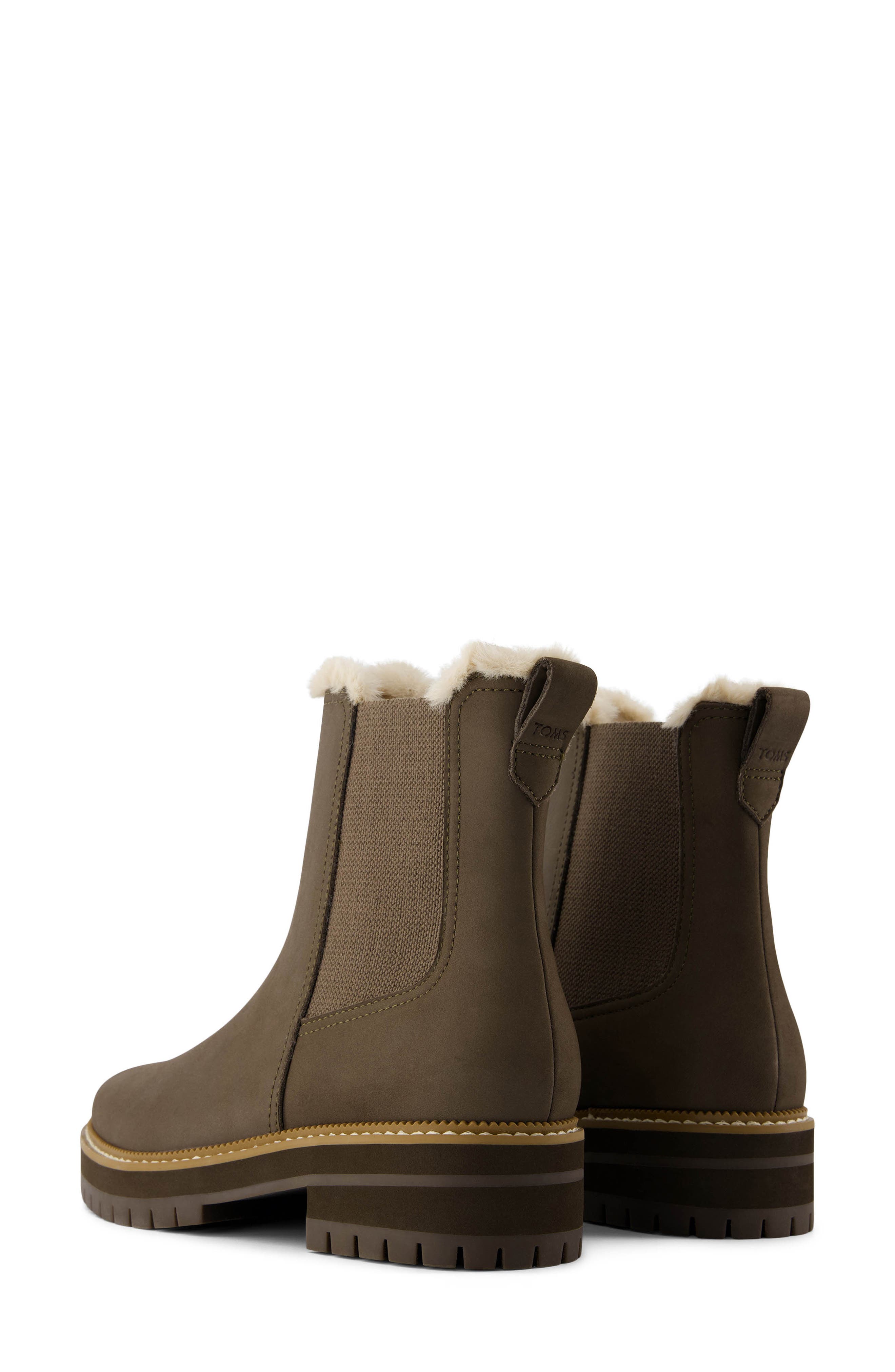 TOMS Bennet Chelsea Boot, Alternate, color, Green/ Faux Fur