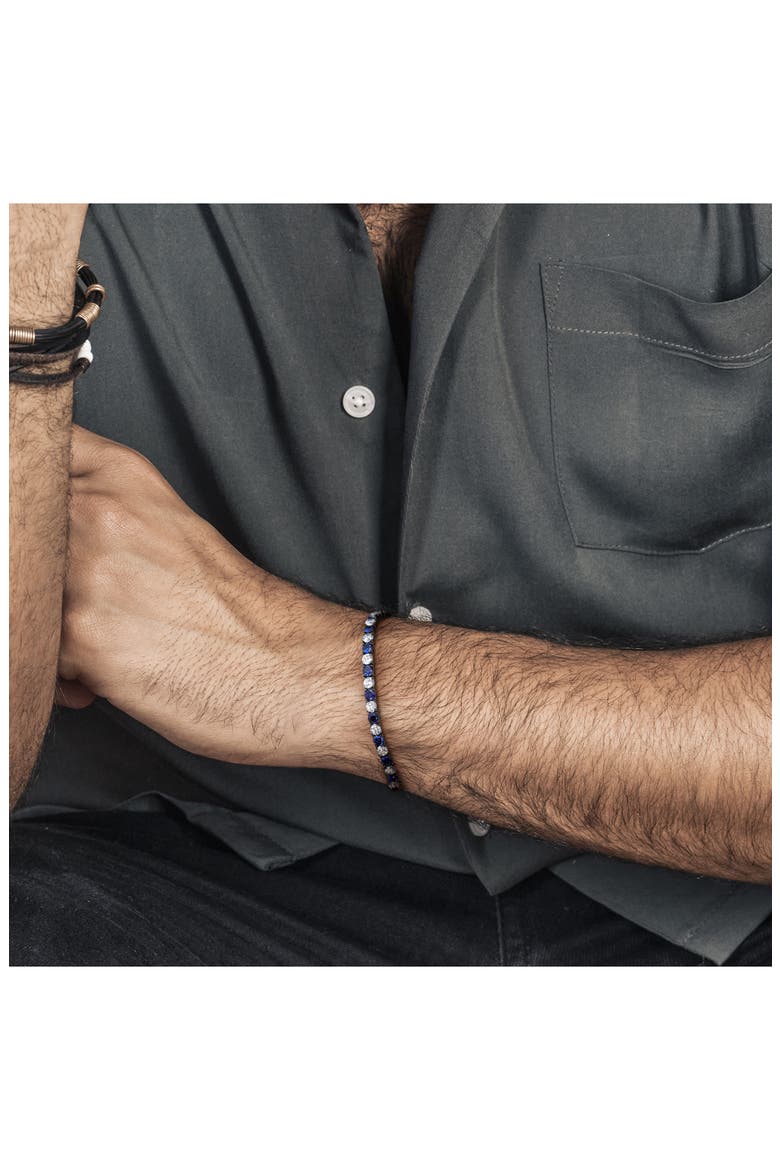 Men's Lab Grown Blue & White Sapphire Tennis Bracelet, Alternate, color, BLUE