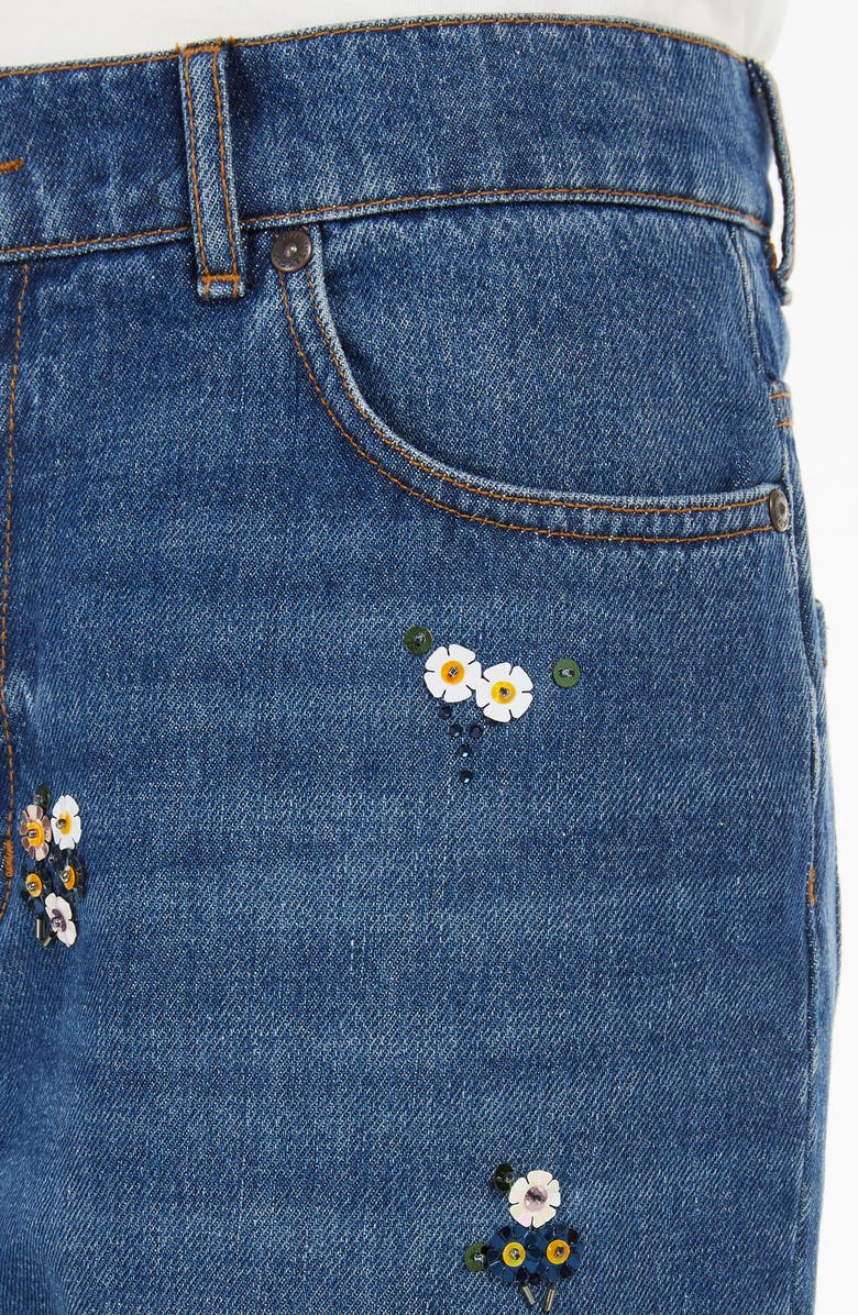 Weekend Max Mara Manetta Floral Detail Jeans, Alternate, color, Navy