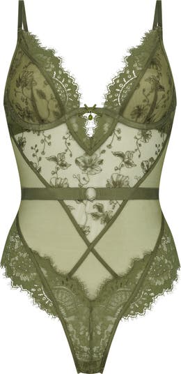 Body Dentelle Hunkemöller Avec Armatures - Taille S - Noir Floral - Semi-transparent - Neuf (lavé)