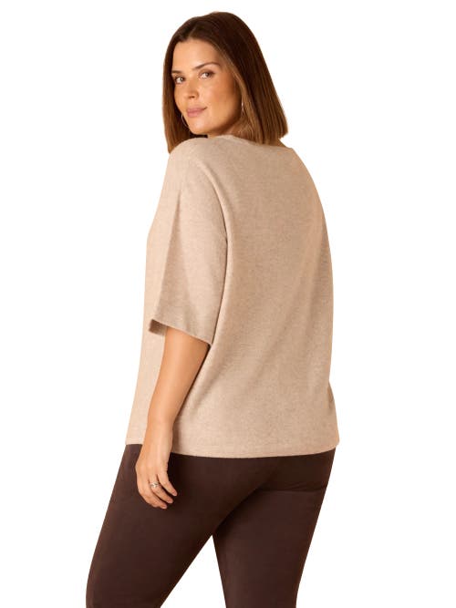 Live Unlimited Short Sleeve Knitted Sweater In Brown