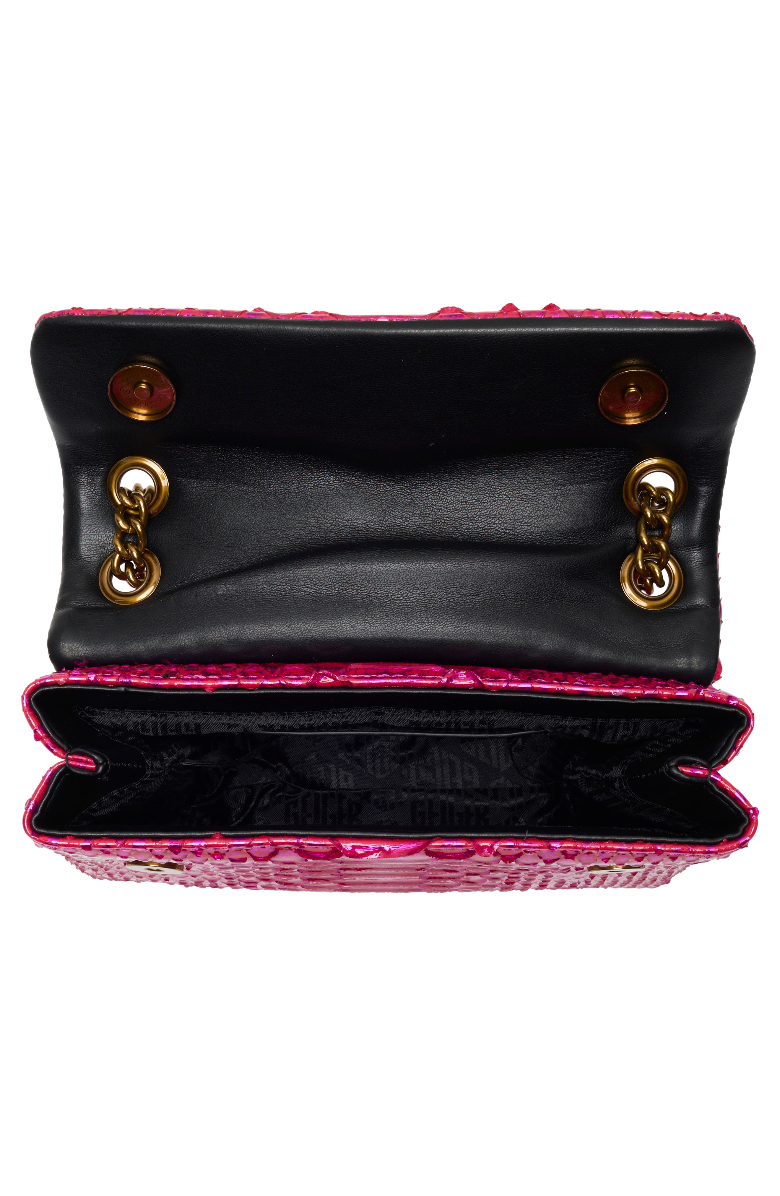 Kurt Geiger London Medium Kensington Snake Embossed Convertible Shoulder Bag, Alternate, color, Fuchsia