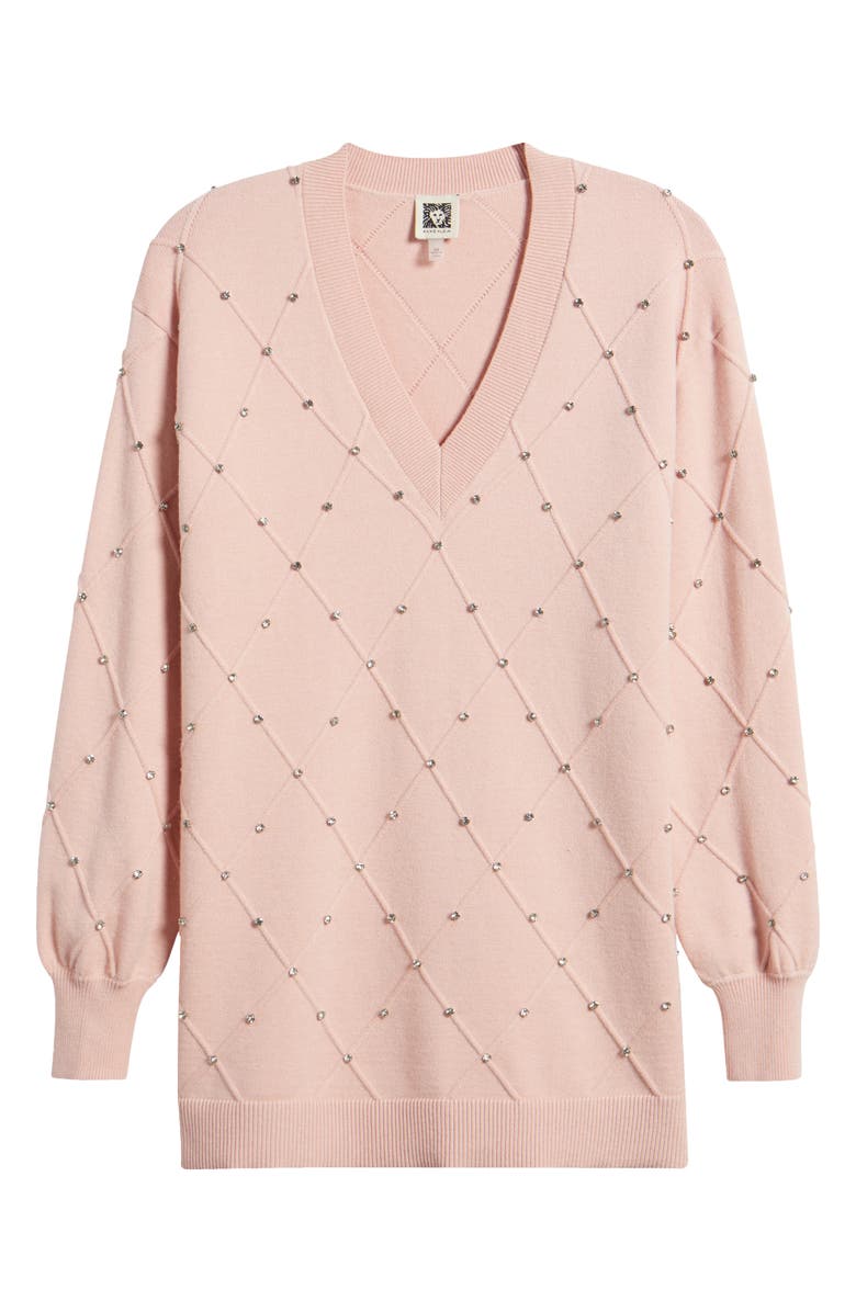 Anne Klein Crystal Pattern Tunic Sweater, Alternate, color, 