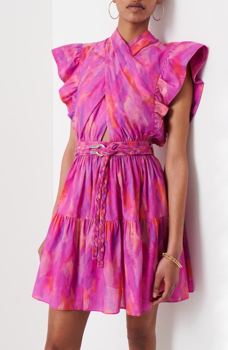 Derek Lam 10 Crosby Finn Ruffle Cap Sleeve Faux Wrap Dress, Alternate, color,