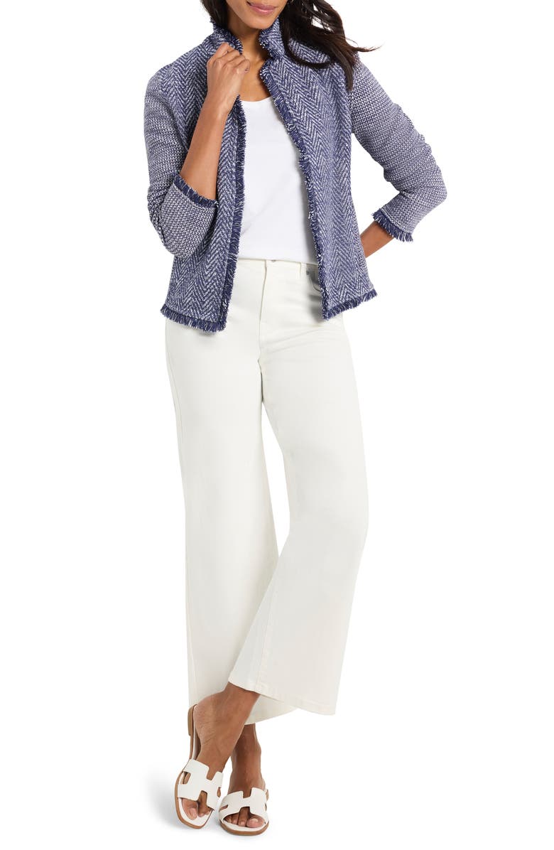 NIC+ZOE Fringe Mix Knit Jacket, Alternate, color, Indigo Mix