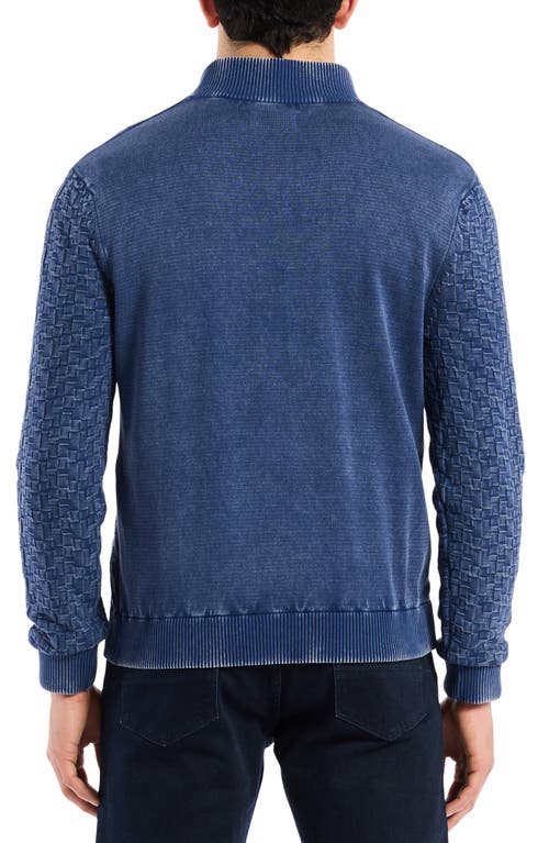 Robert Graham Aubin Basketweave Quarter Zip Sweater In Blue