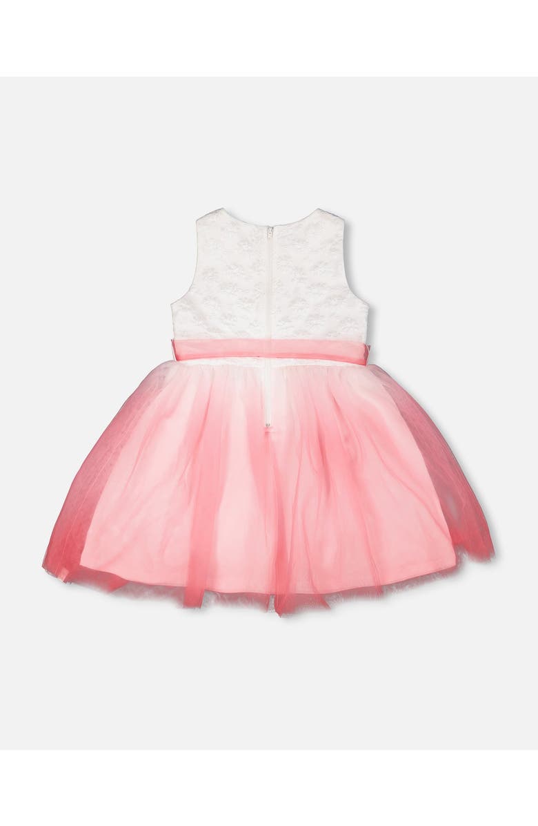 Deux par Deux Bi-Material Pleated Mesh Sleeveless Dress, Alternate, color, White