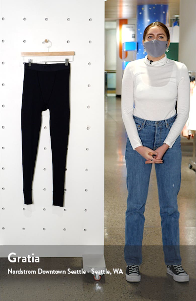 Logo Pointelle Cotton Thermal Leggings, sales video thumbnail