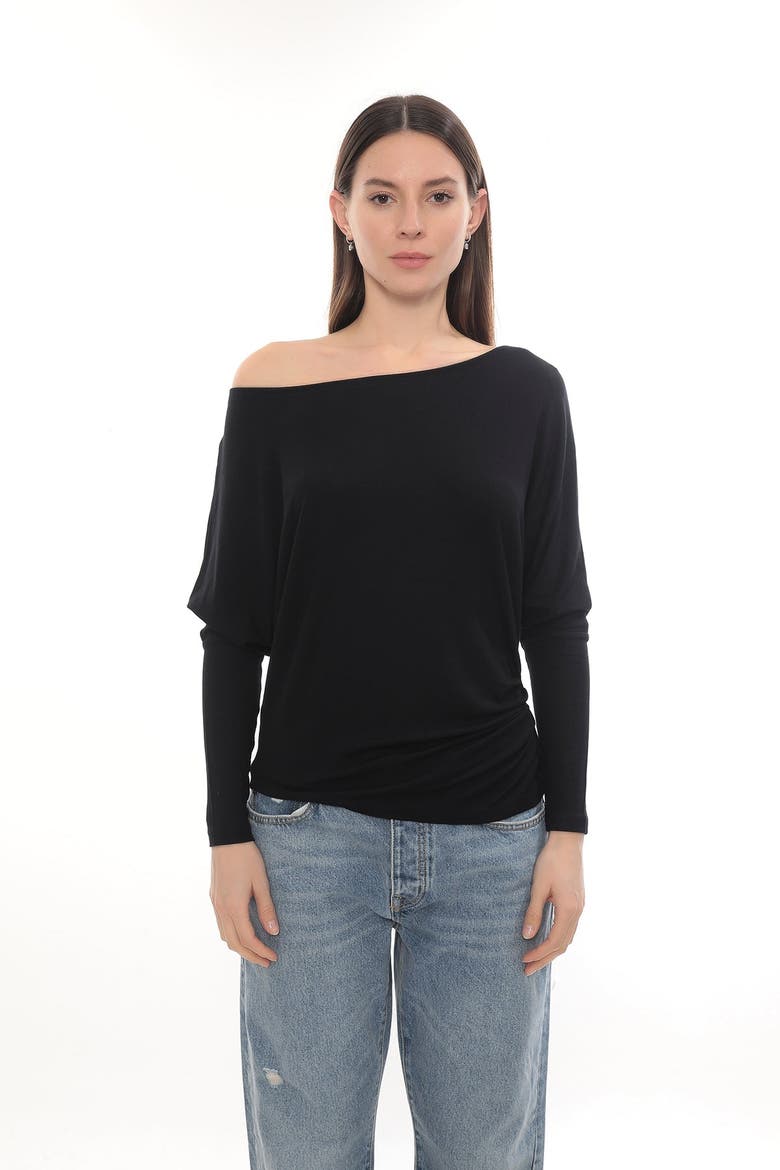 Luna Long Sleeve Stretch Fall Top, Alternate, color, Black