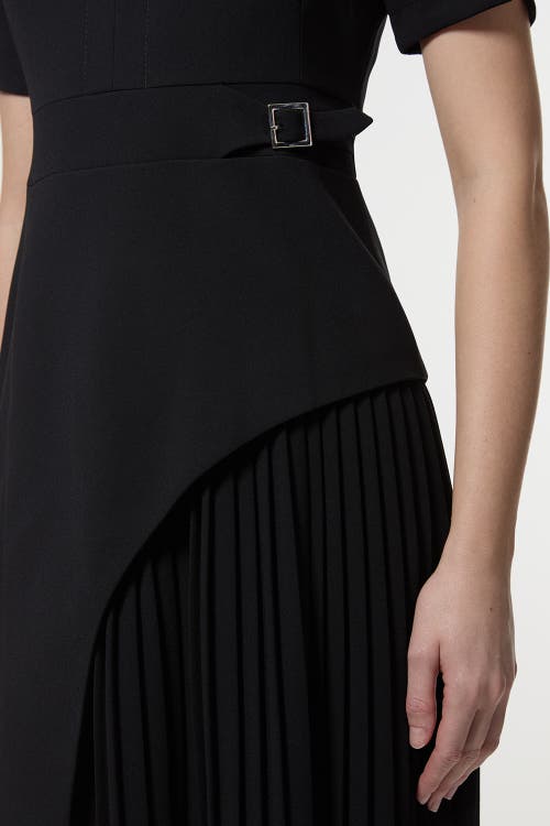 Karen Millen Military Pleat Mini Dress In Black