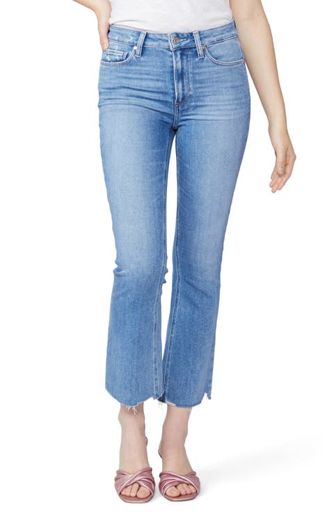 Colette Raw Hem High Waist Crop Flare Jeans (Mel Distressed Live Hem)