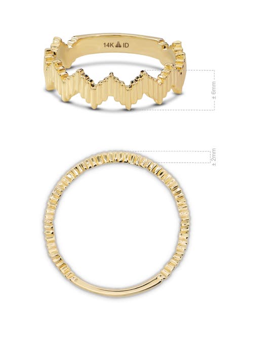 Devata Ribbed Zig Zag Ring In Gold