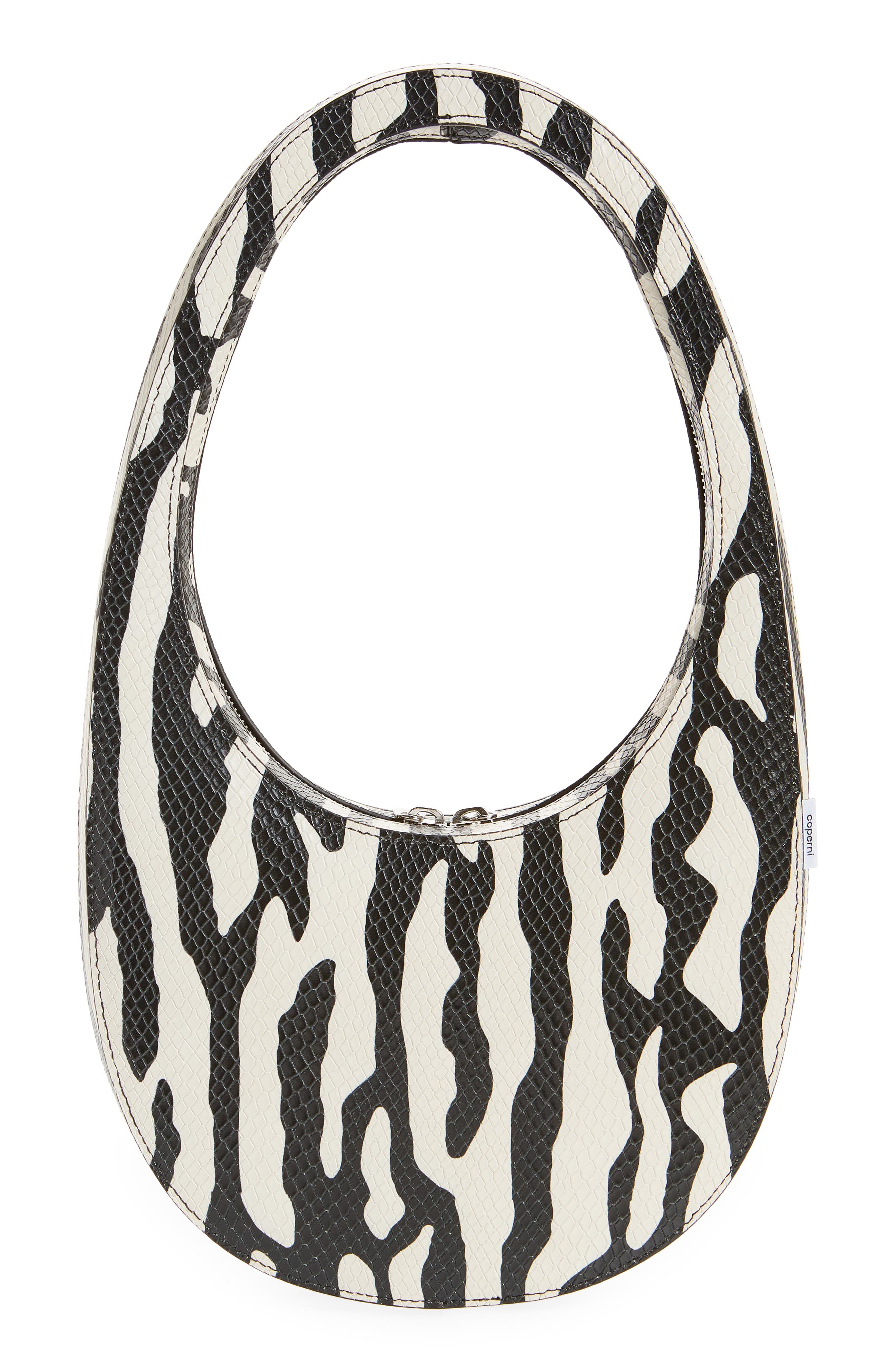 Coperni Swipe Zebra Print Snakeskin Embossed Leather Handbag, Alternate, color, 