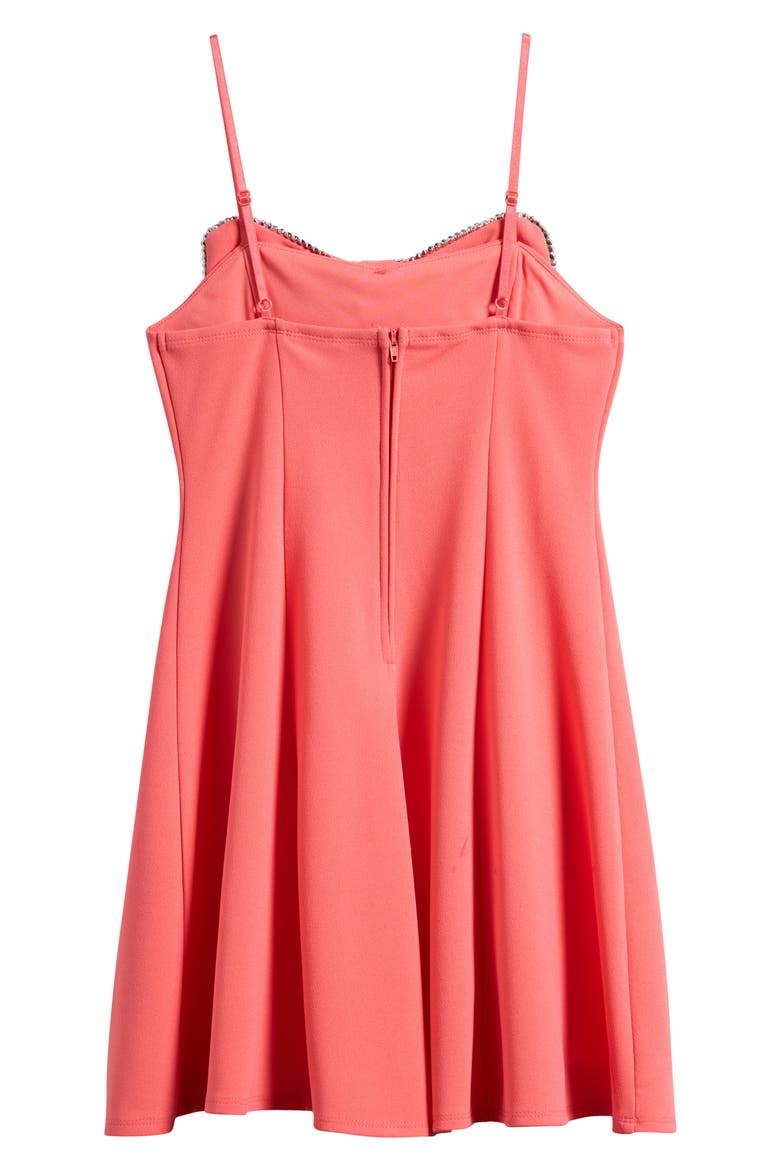 Rhinestone Bow Front Party Dress, Alternate, color, TAFFY