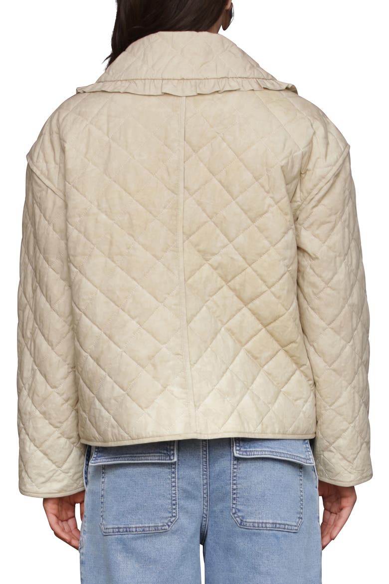Ruffle Collar Quilted Jacket, Alternate, color, SAND