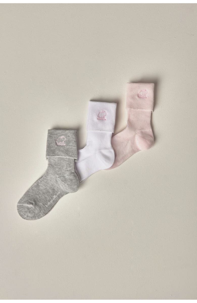 Babycottons Premium Cotton Logo Sock 3-Pack for Infant, Alternate, color,