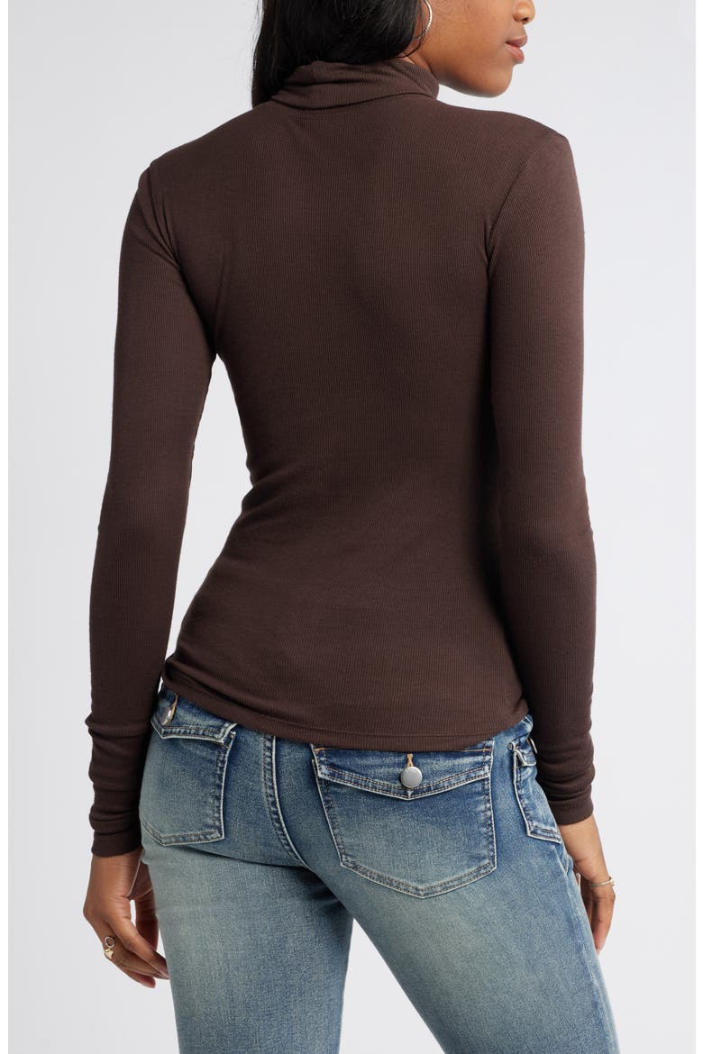 Turtleneck Rib Top, Alternate, color, BROWN COFFEE