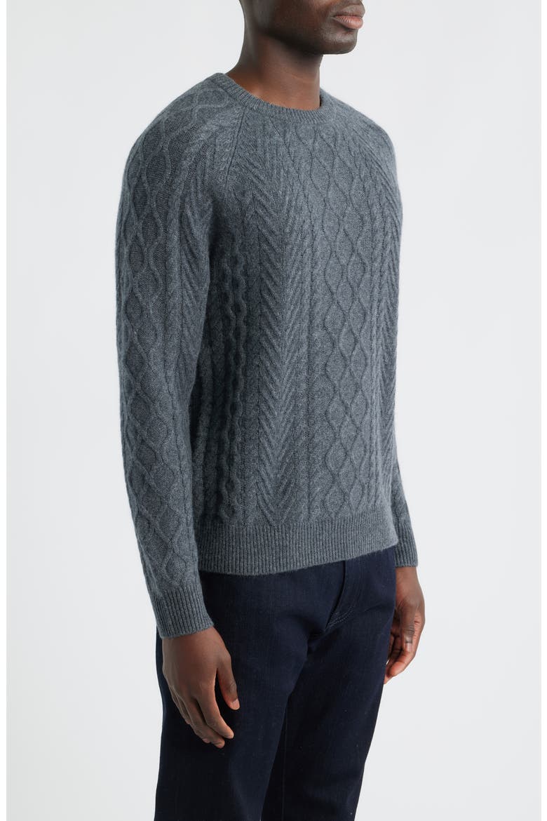 Cable Stitch Luxe Cashmere Sweater, Alternate, color, GREY EMBERS HEATHER
