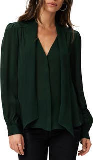 PAIGE Kirstie Tie Neck Silk Georgette Shirt