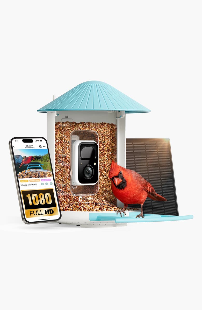 Birdfy Solar-Powered Smart Bird Feeder with Camera, Alternate, color, Blue